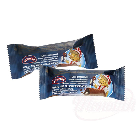 OURS MARKET Barre de fromage frais avec fourrage crémeux, barre et fourrage au goût de biscuit au cacao, nappage au chocolat au lait, surgelé