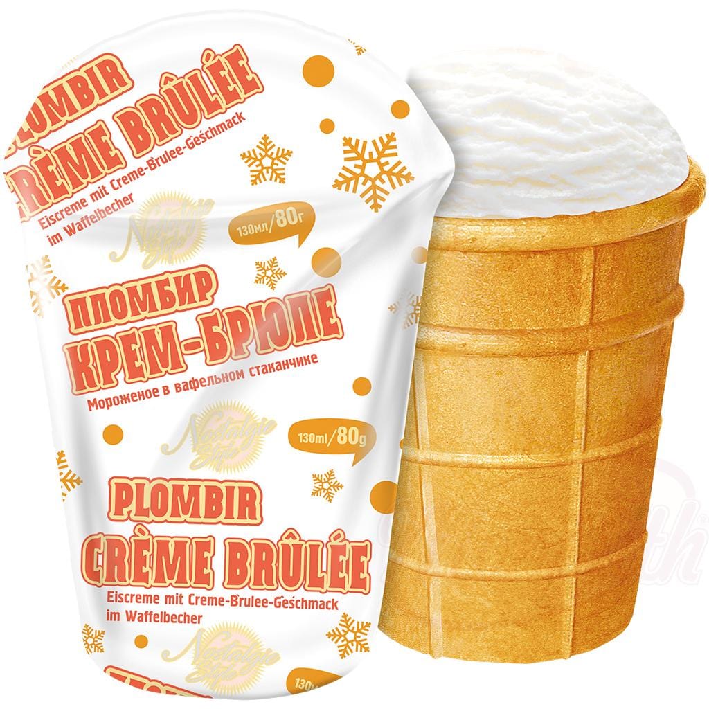 OURS MARKET Crème glacée au goût de crème Brülle en gobelet gaufré