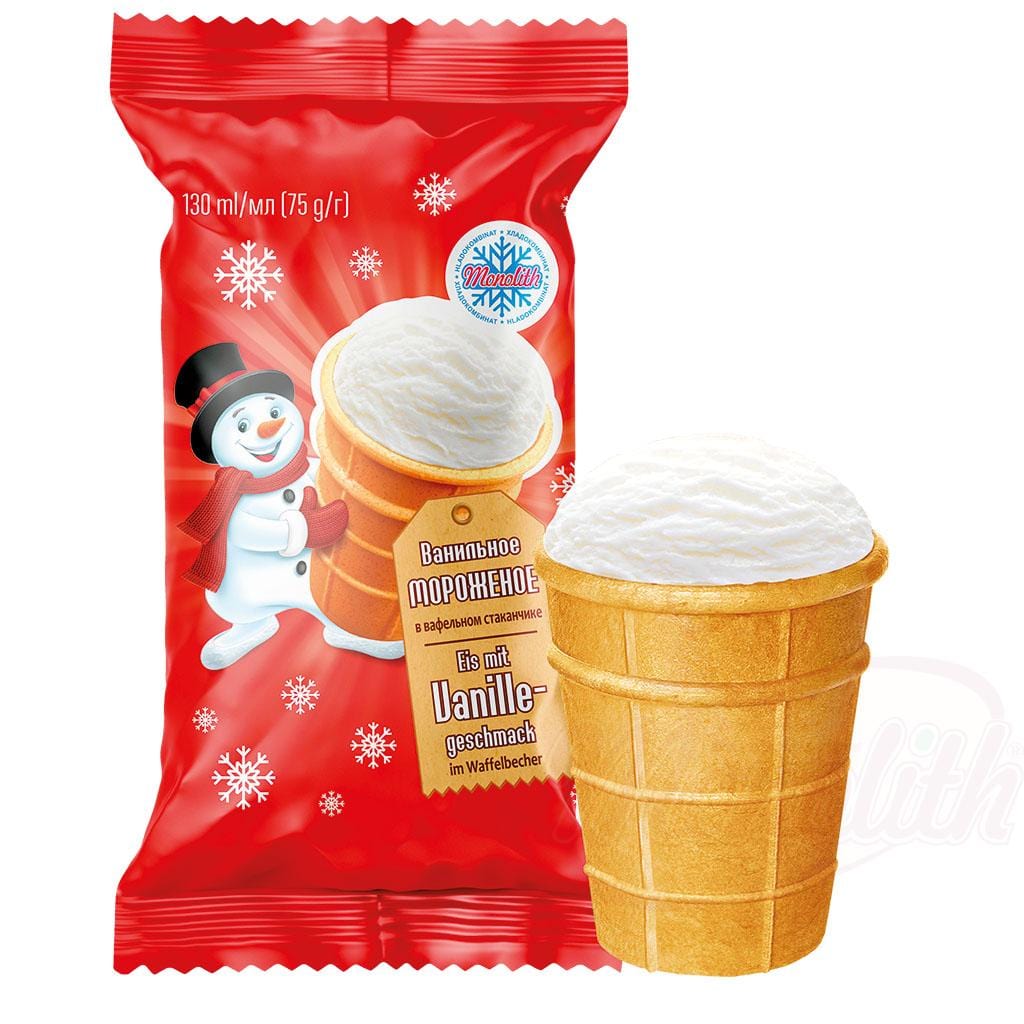 OURS MARKET Glace à la vanille en gobelet gaufré