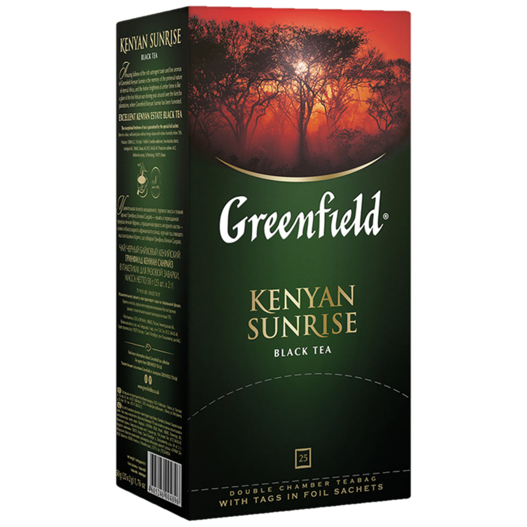 OURS MARKET GREENFIELD Kenyan Sunrise – thé noir en sachets double chambre, 25 x 2 g