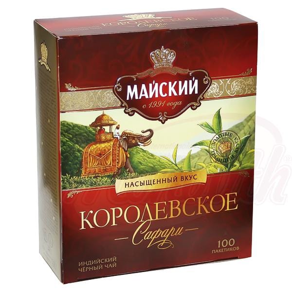 OURS MARKET Majskij Thé noir indien "Korolevskoe Safari" – 100 sachets, tasse vive & maltée