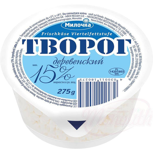 OURS MARKET Milochka Tworog Derewenskij 15 % – fromage frais de campagne