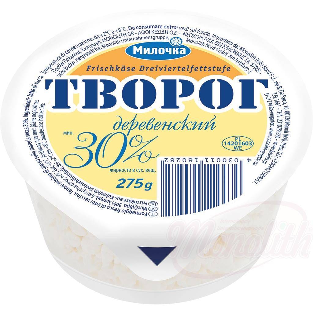 OURS MARKET Milochka Tworog Derewenskij 30 % – fromage frais de campagne