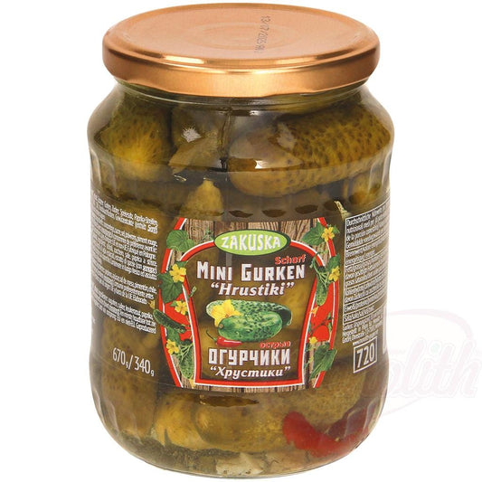 OURS MARKET Mini-concombres marinés "Hrustiki" épicés
