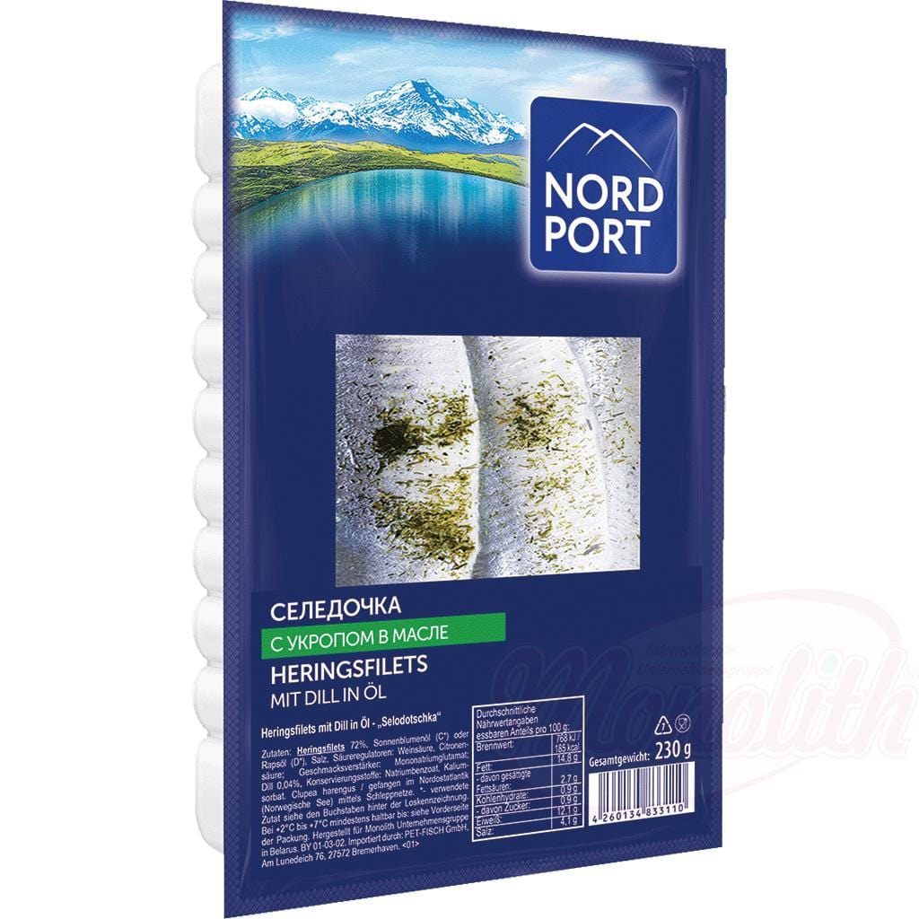 OURS MARKET Nord Port Filets de hareng à l’aneth "Selodotschka" – à l’huile