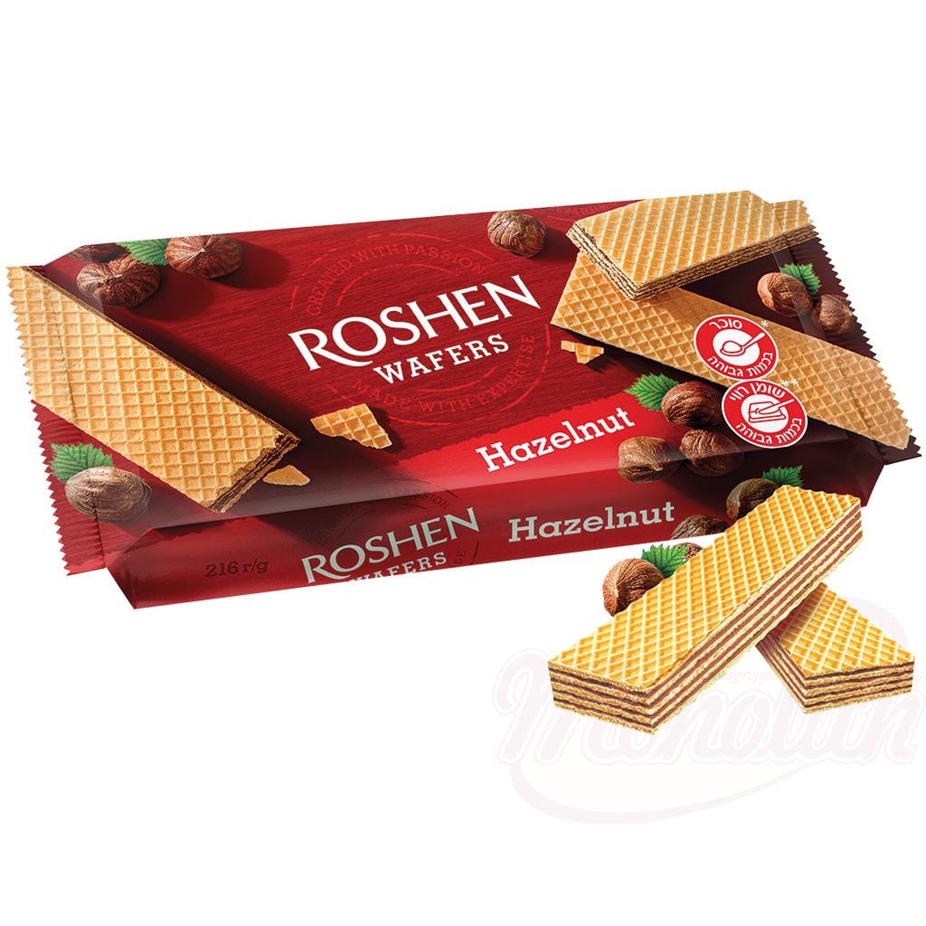 OURS MARKET Roshen Gaufrettes fourrées – crème aux noisettes