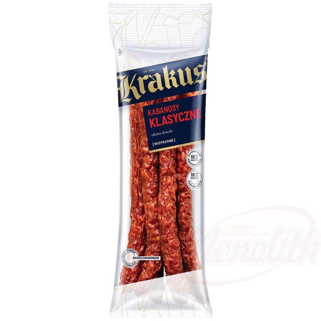 OURS MARKET Saucisse de porc "Kabanossi Classic", haché moyennement gros, fumé, échaudé, séché