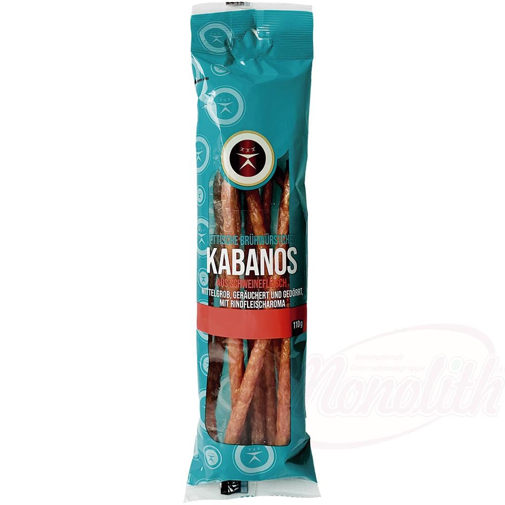 OURS MARKET Saucisses bouillies lettones "Kabanos" à base de porc, moyennement grossières, fumées et séchées, au goût de bœuf