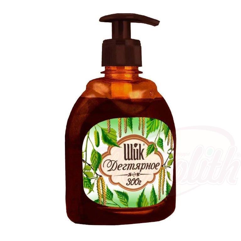 OURS MARKET Shik Savon liquide au goudron – Savon « Degtyarnoye » avec pompe distributrice, 300 ml