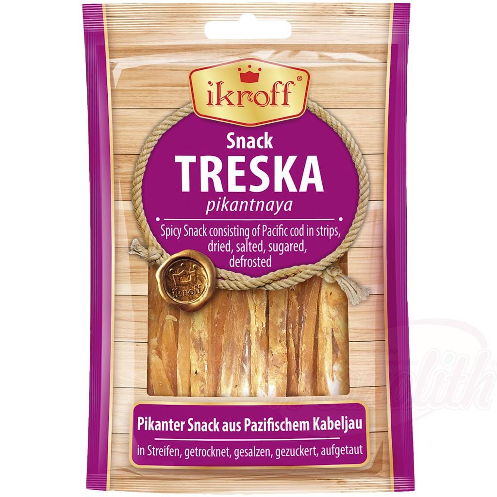 OURS MARKET Snack piquant à base de morue du Pacifique (Gadus macrocephalus) en lamelles, séchée, salée, sucrée, décongelée