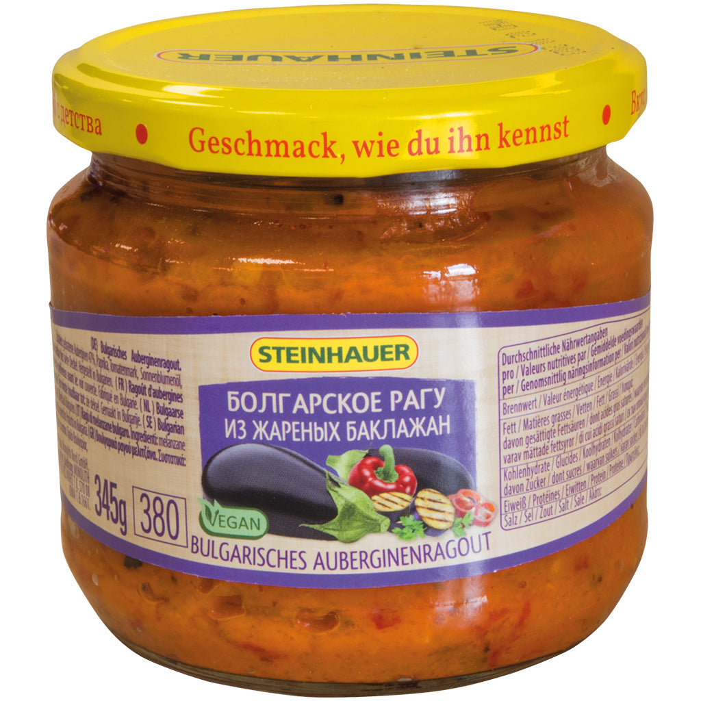 OURS MARKET Steinhauer Ragoût d’aubergine bulgare – aubergines frites et poivron, bocal 345 g