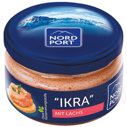 OURS MARKET Tartinade à base dœufs de capelan et de hareng avec des morceaux de saumon.