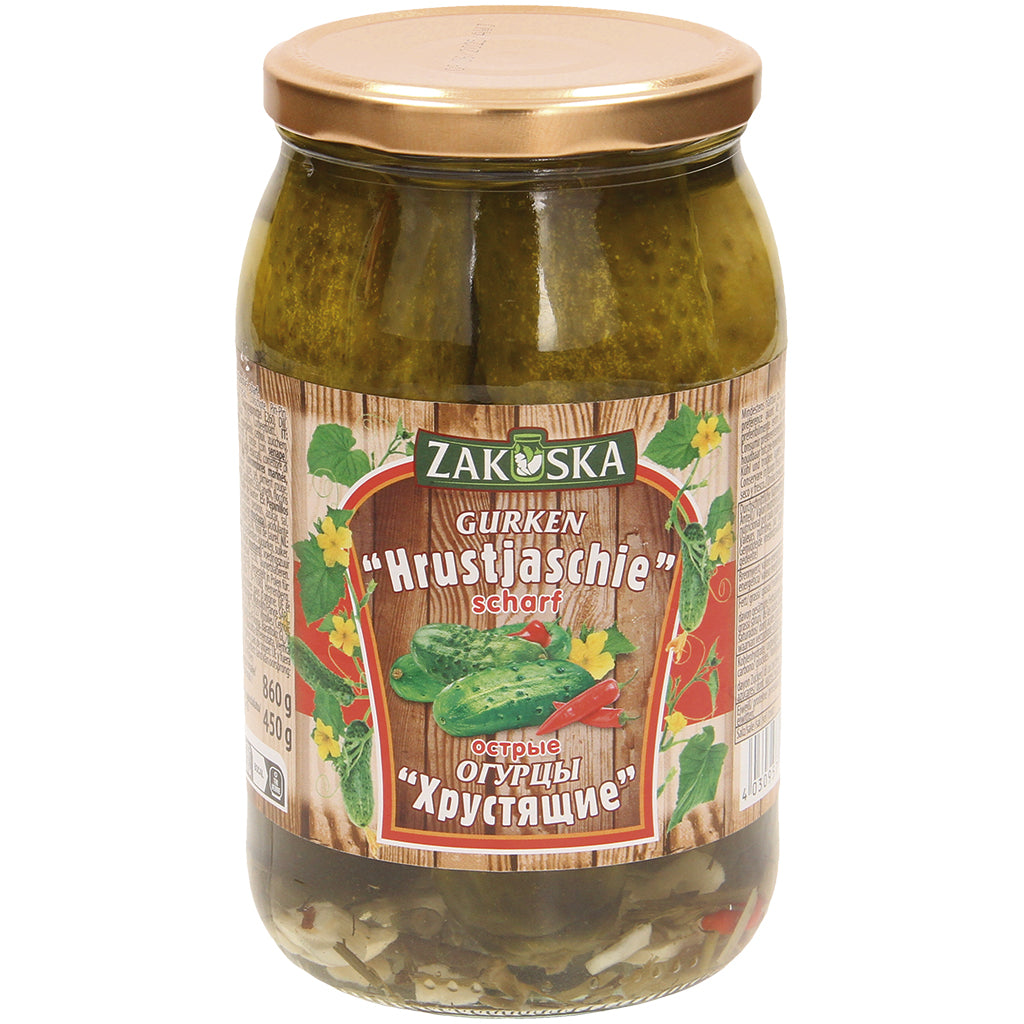 OURS MARKET Zakuska Concombres marinés Hrustjaschie – croquants et relevés au piri-piri 900 ml