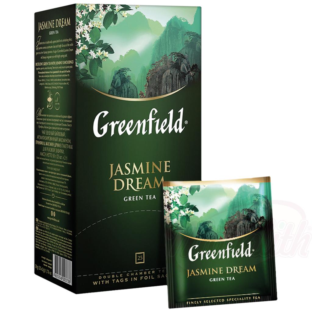 Thé vert de Chine "Greenfield Jasmine Dream", aromatisé - Jasmine, en sachets 25x2g