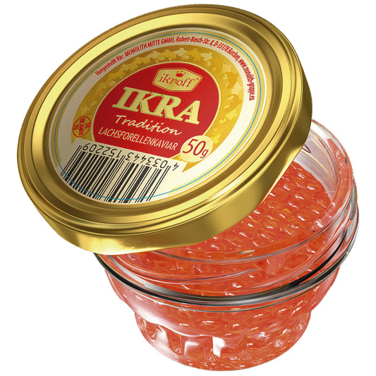 IKROFF Caviar de truite saumonée – œufs délicats en pot 50 g