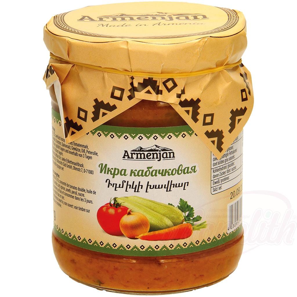 OURS MARKET Armenjan Préparation de courgettes – tartinade mijotée aux herbes et double concentré de tomate