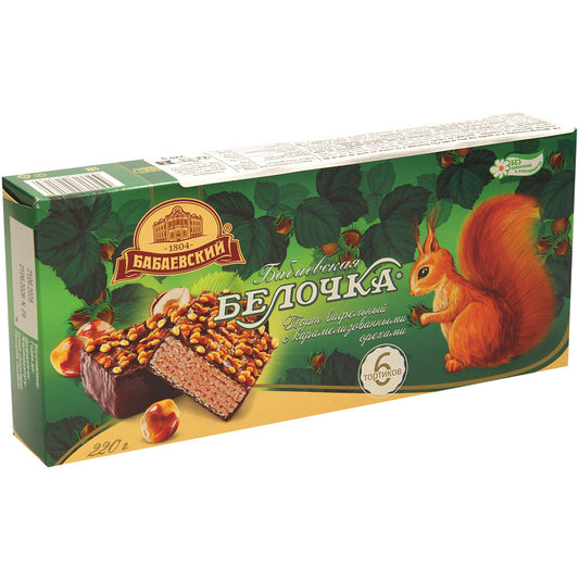 OURS MARKET BABAYEVSKY Babaevskaja belochka – tartelettes gaufrettes crème lait-choco, noisettes caramélisées