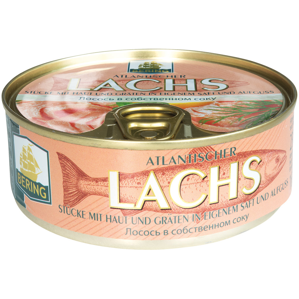 OURS MARKET Bering Morceaux de saumon Salmo salar – au naturel, avec peau et arêtes, 230 g