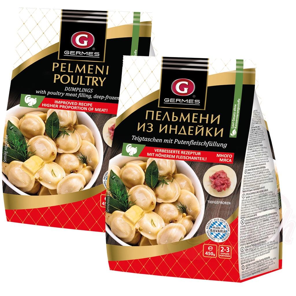 OURS MARKET Germes Pelmeni à la dinde - Chaussons fourrés à la dinde, surgelés