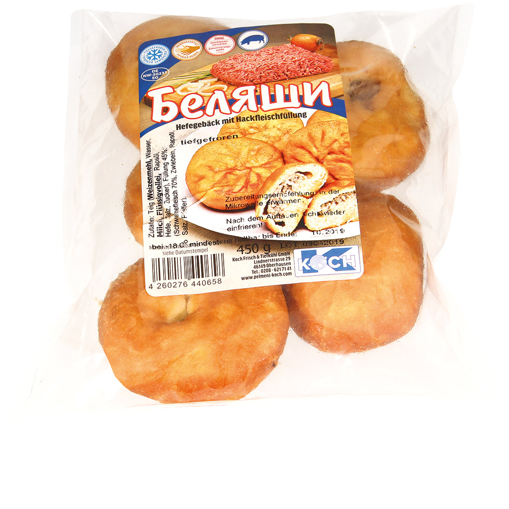 OURS MARKET Koch Beljaschi – beignets de pâte levée farcis au porc, surgelés 450 g