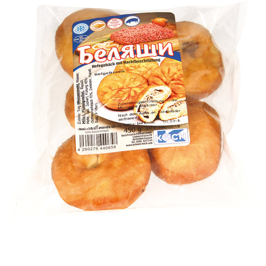 OURS MARKET Koch Beljaschi – beignets de pâte levée farcis au porc, surgelés 450 g