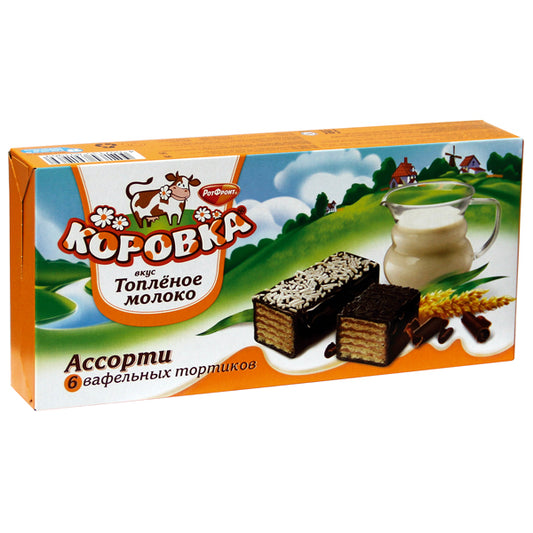 OURS MARKET KOROVKA Assortiment de tartelettes gaufrettes – cœur crème au lait, glaçage cacao, décor varié