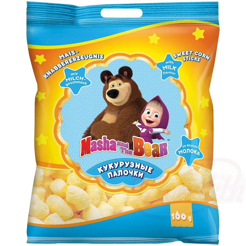 OURS MARKET MASHA AND THE BEAR Bâtonnets de maïs soufflés goût lait - douceur croustillante au parfum lacté