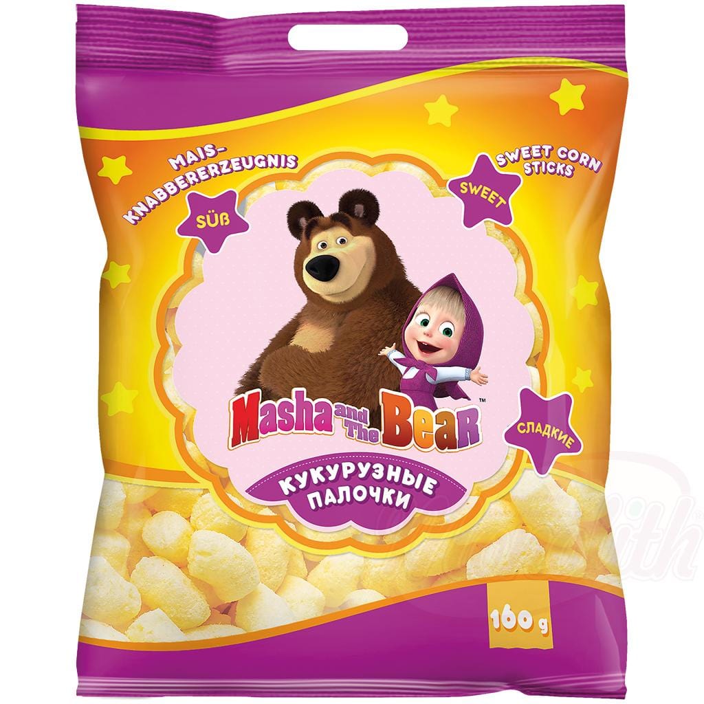 OURS MARKET MASHA AND THE BEAR Bâtonnets de maïs soufflés sucrés - snack croustillant et léger