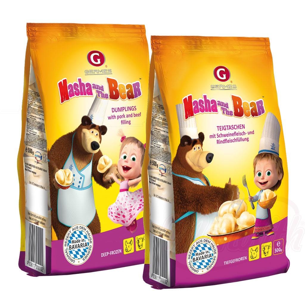 OURS MARKET Masha and The Bear – Pelmeschki Maljutki farcis au porc et au bœuf, surgelés