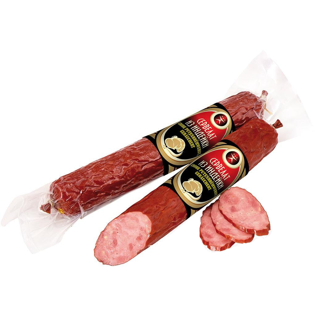OURS MARKET Riga Standard Saucisse de dinde fumée - cervelas de dinde à la lettone