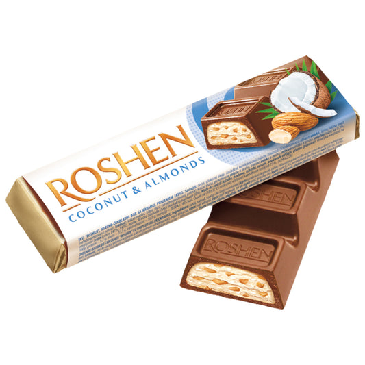 OURS MARKET Roshen Batonchik – chocolat au lait, cœur coco-amande 38 g