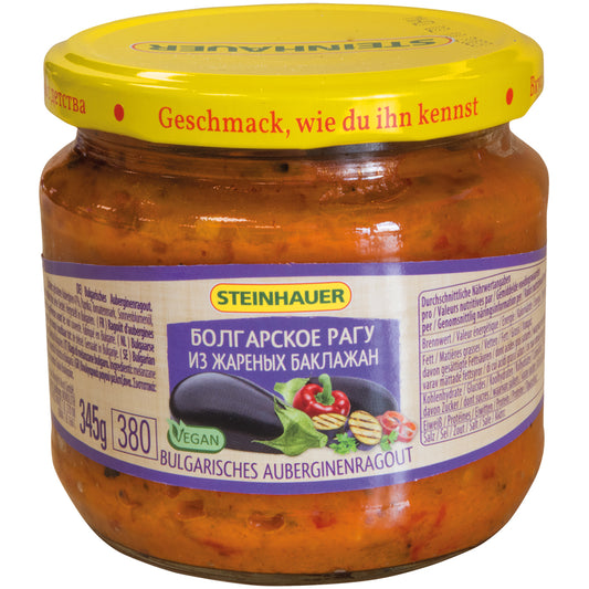 OURS MARKET Steinhauer Ragoût d’aubergine bulgare – aubergines frites et poivron, bocal 345 g