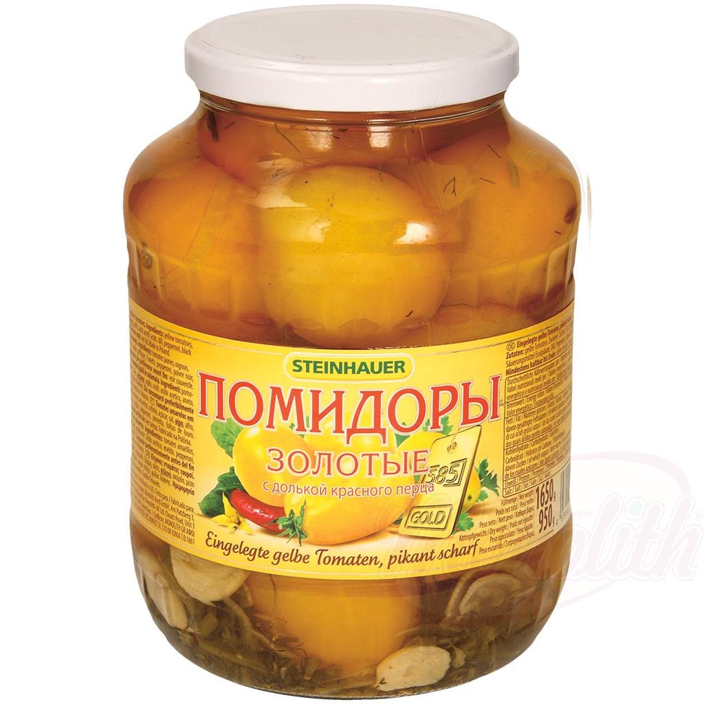 OURS MARKET Steinhauer Tomates jaunes marinées "Pomidory zolotye" – piquantes, aneth & piment