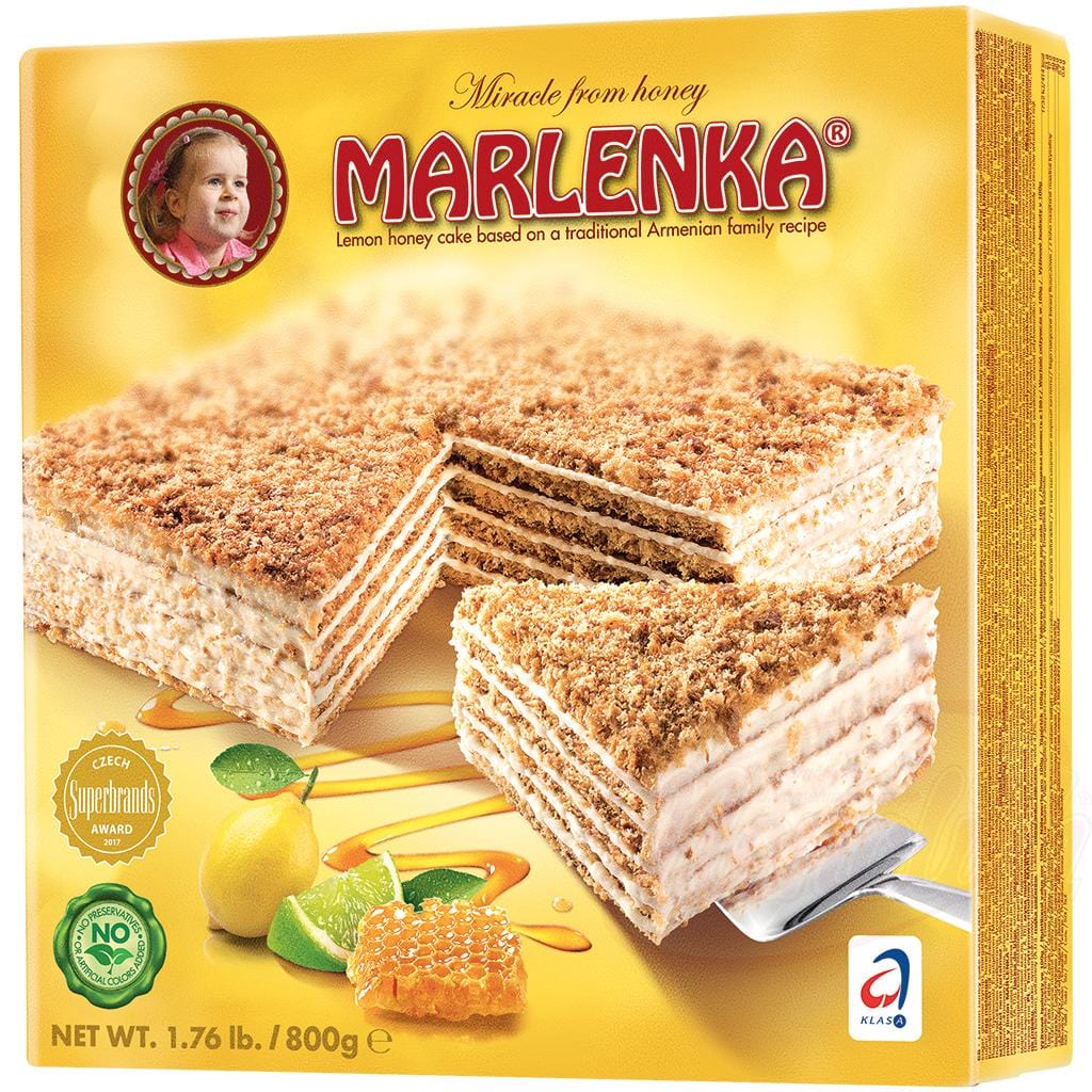 OURS MARKET Tarte "Marlenka" miel-citron fourrée de 52% de crème, surgelée