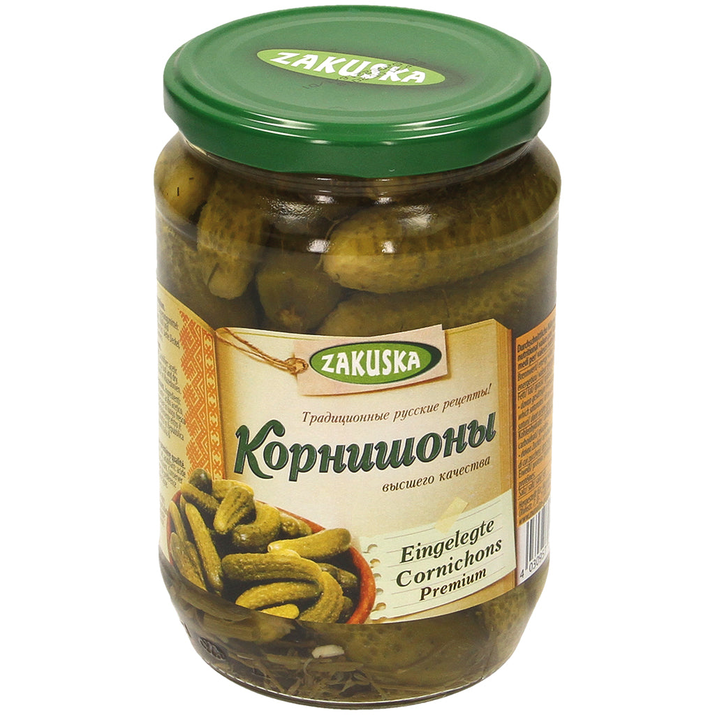 OURS MARKET Zakuska Cornichons marinés Premium – mini-concombres croquants 680 g