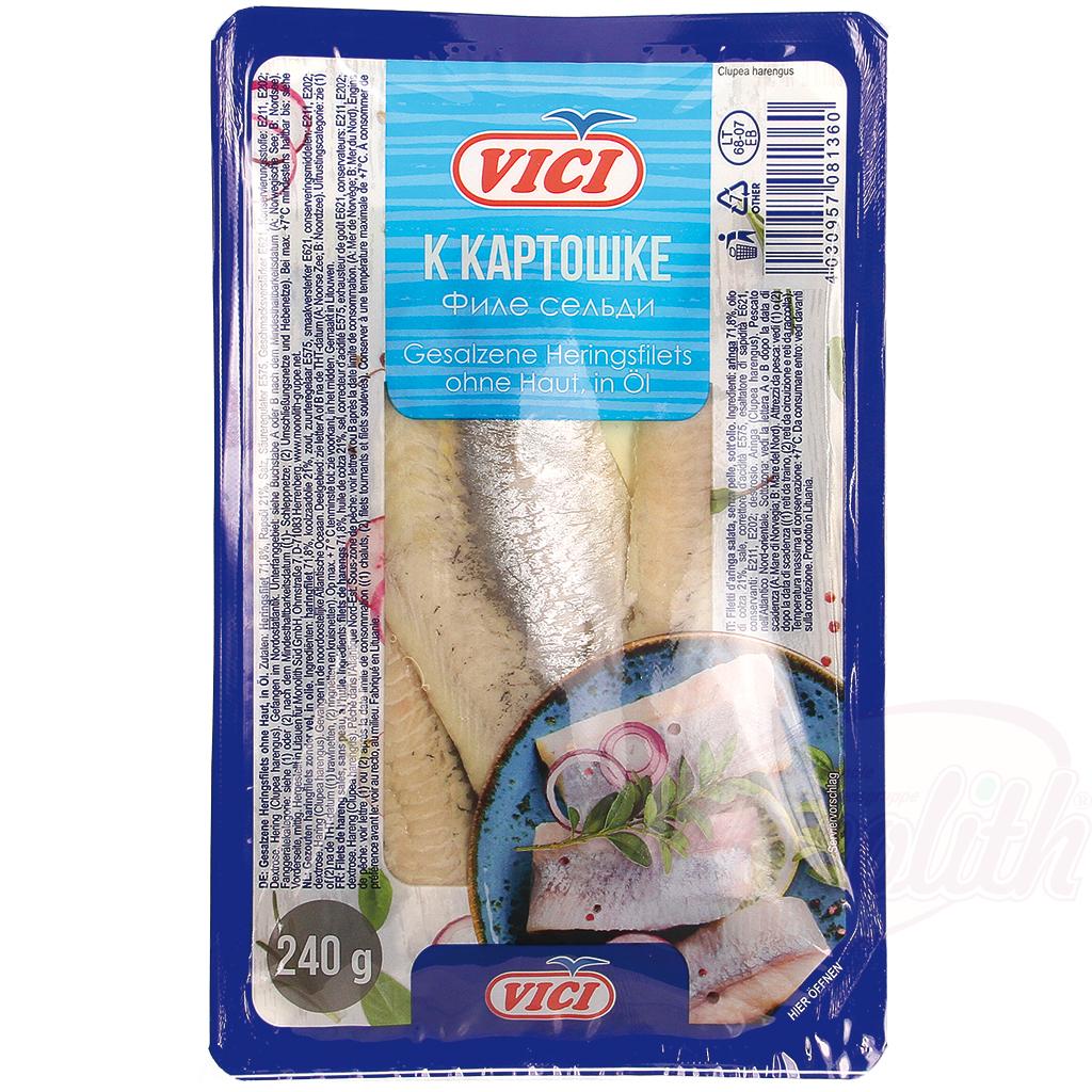 Filets de hareng salés (Clupea harengus) sans peau, à lhuile K kartoshke - OURS MARKET