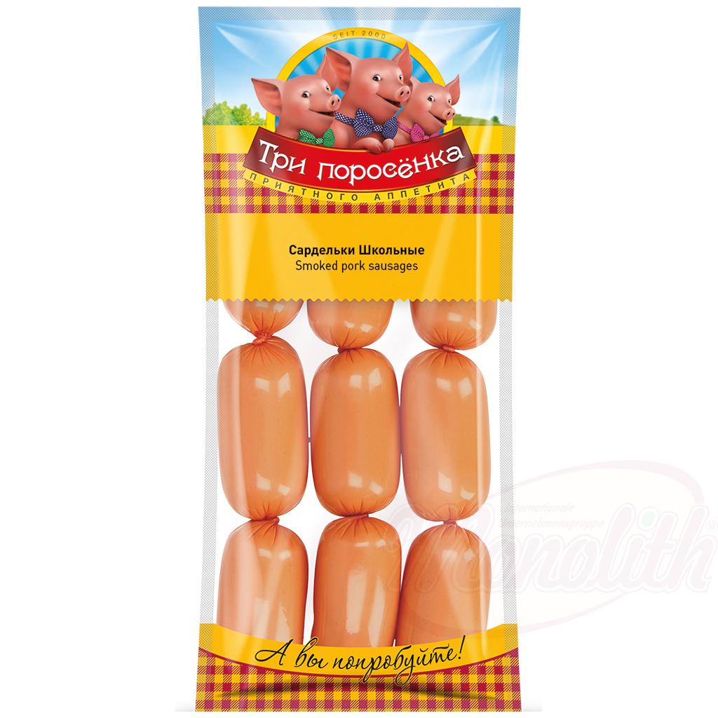 Saucisses de bock "Sardelki schkolnye" de notre cru, avec eau potable, fumées