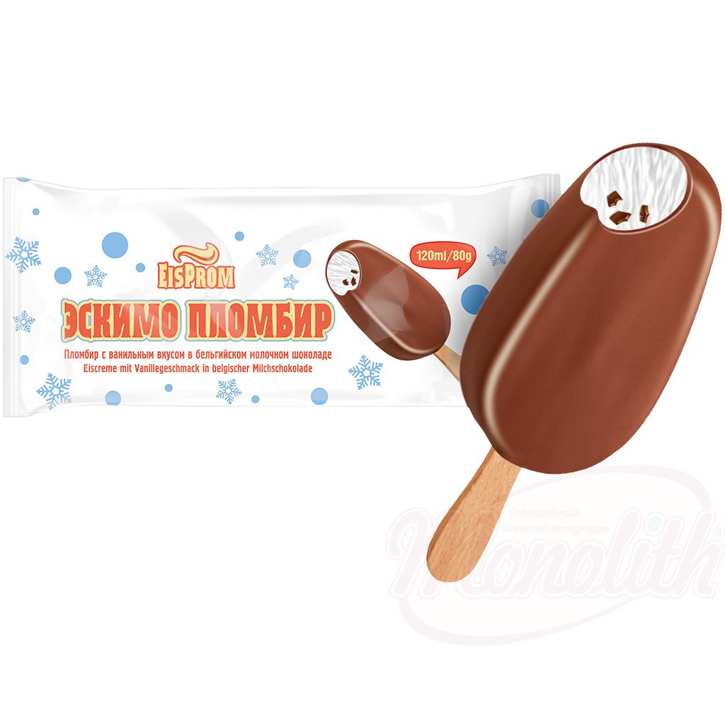 Glace au goût de vanille dans du chocolat au lait belge sur bâtonnet - OURS MARKET