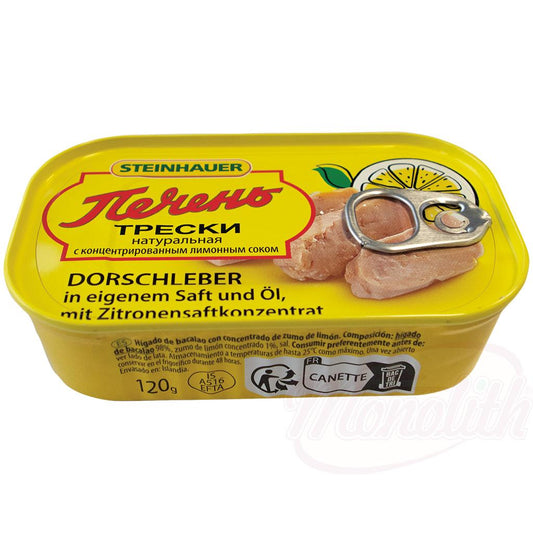 Foie de morue dans son propre jus et huile, avec du citron