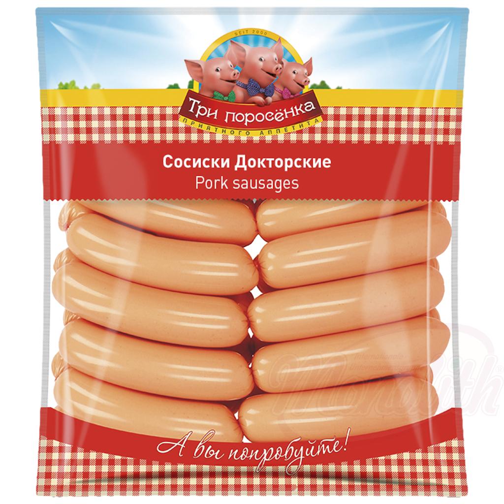 Saucisses "Sosiski Doktorskie" de type particulier avec eau potable - OURS MARKET