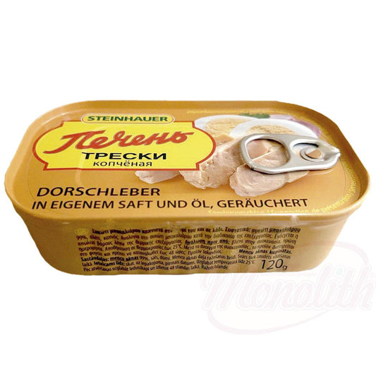 Foie de morue dans son jus et à l'huile, fumé