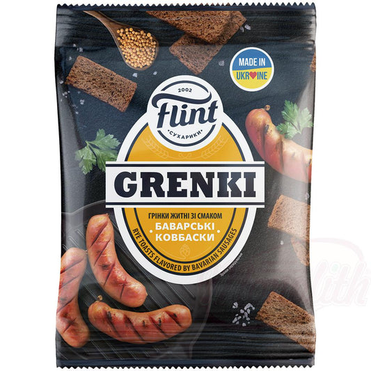 "Flint" - snack à base de pain de seigle mélangé au goût de saucisse à la bavaroise-OURS MARKET