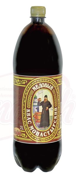 Boisson rafraîchissante au goût de malt et de miel "Kvas Monastyrsky Medovyi" gazéifiée